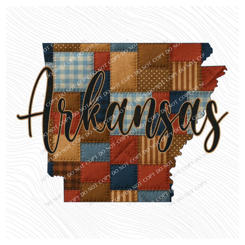 Arkansas Quilted Script State Digital Design, PNG