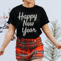 Happy New Year Silver Tinsel Digital Download, PNG