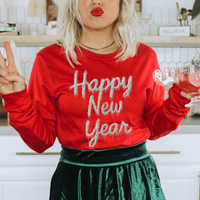 Happy New Year Silver Tinsel Digital Download, PNG