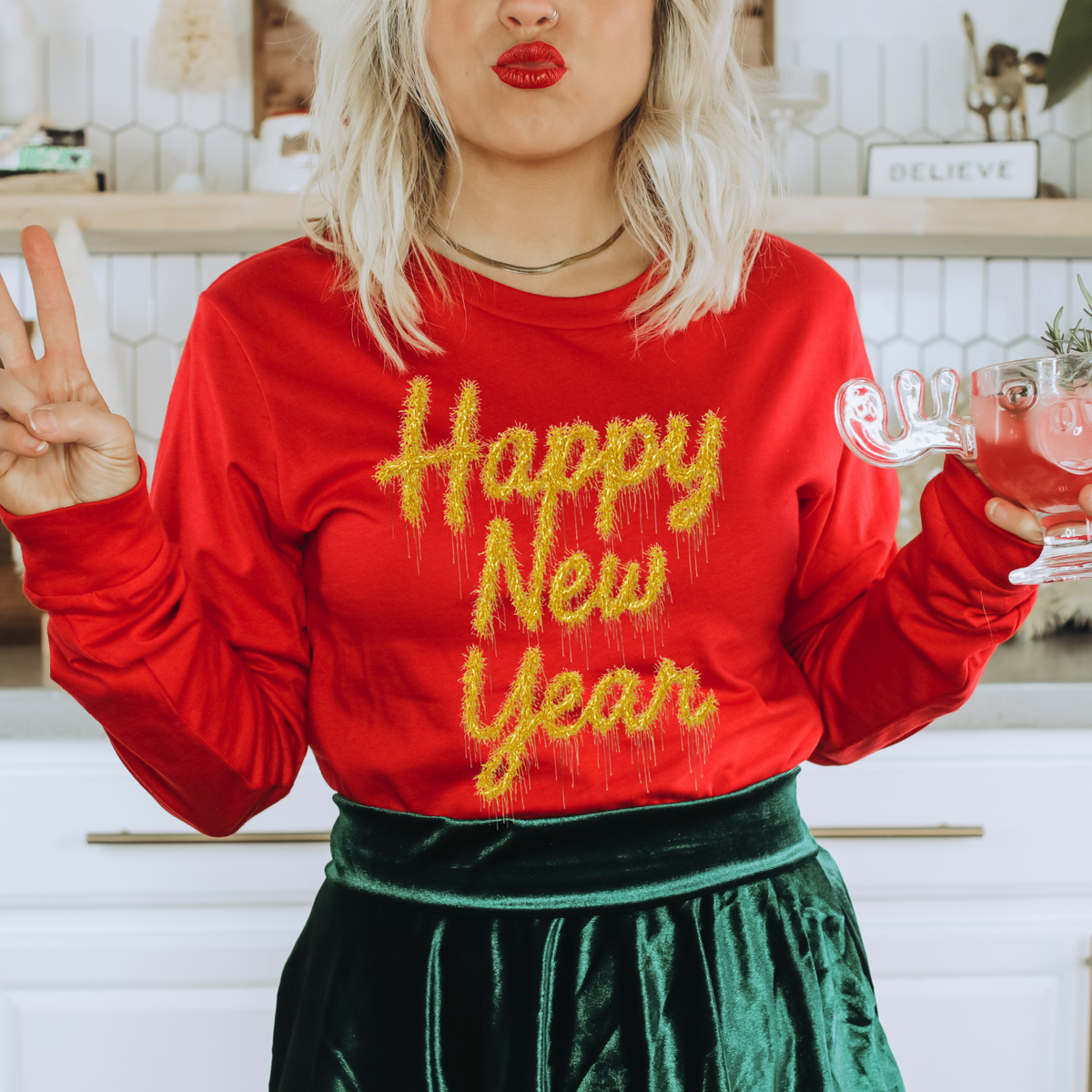 Happy New Year Gold Tinsel Digital Download, PNG