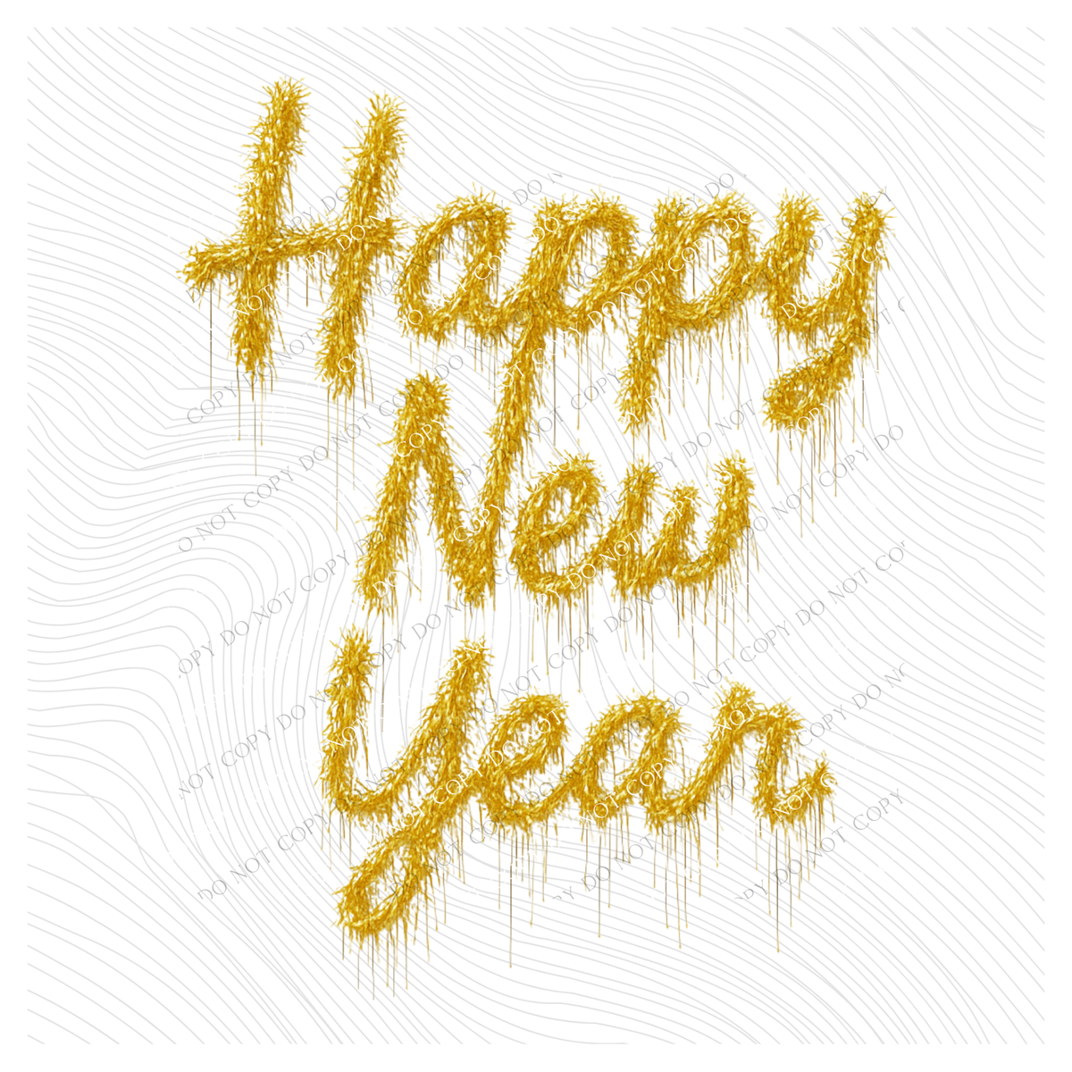 Happy New Year Gold Tinsel Digital Download, PNG