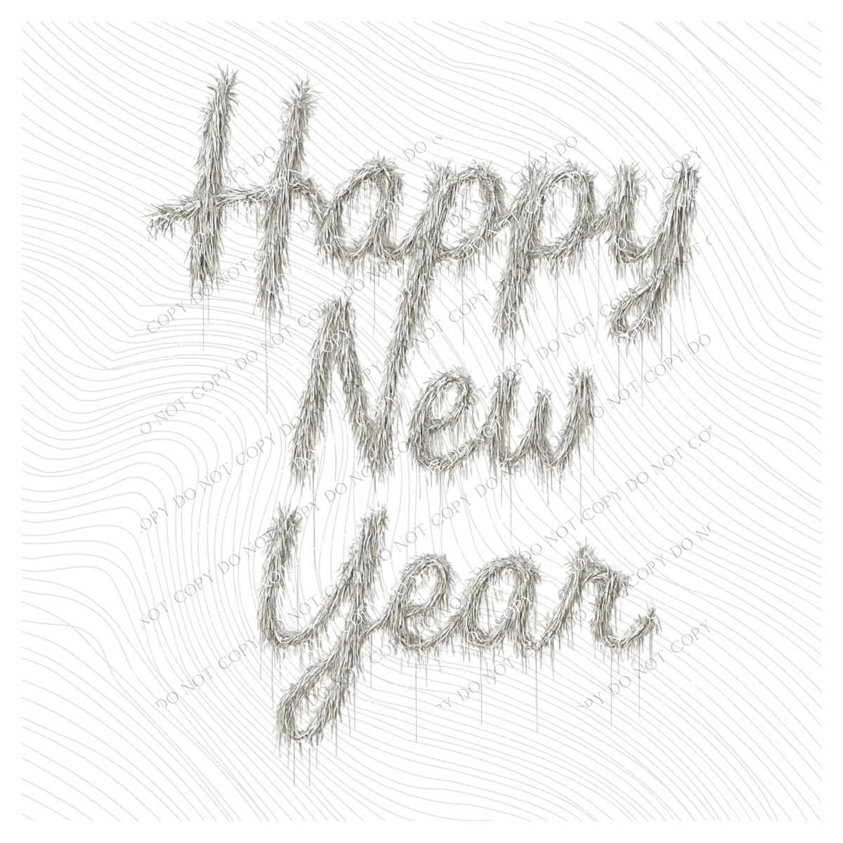 Happy New Year Silver Tinsel Digital Download, PNG