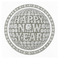Happy New Year Silver Diamond Disco Ball Digital Download, PNG