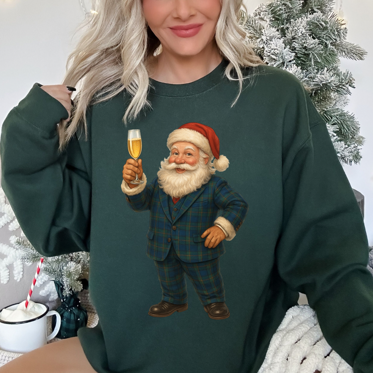 Tartan Plaid Cheers from Santa Digital Download, PNG