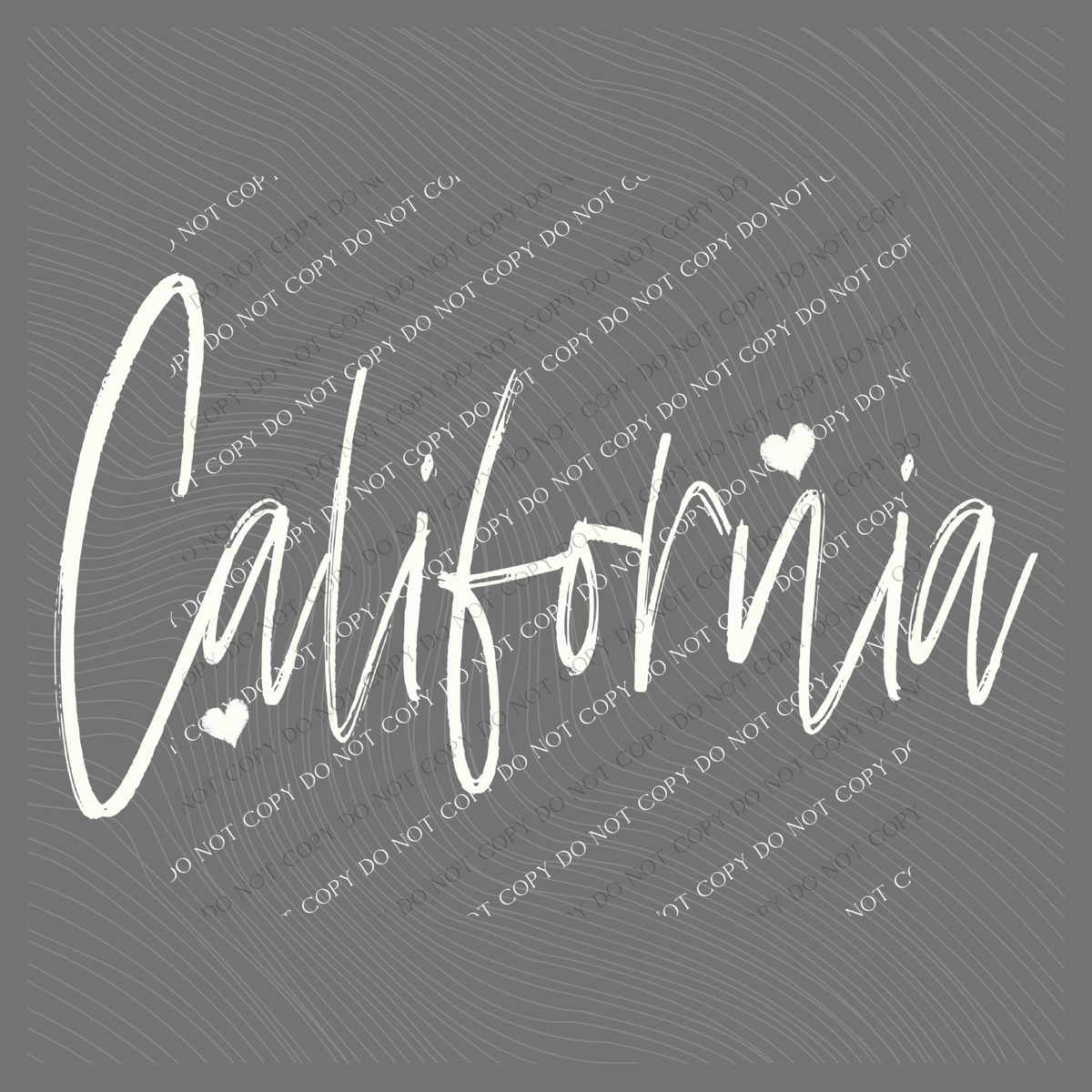 California Sketched Script Hearts in Off-white Digital Design, PNG