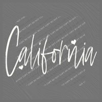 California Sketched Script Hearts in Off-white Digital Design, PNG