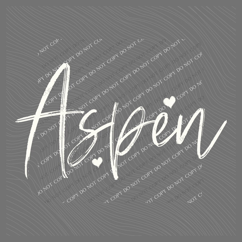Aspen Sketched Script Hearts in Off-white Digital Design, PNG