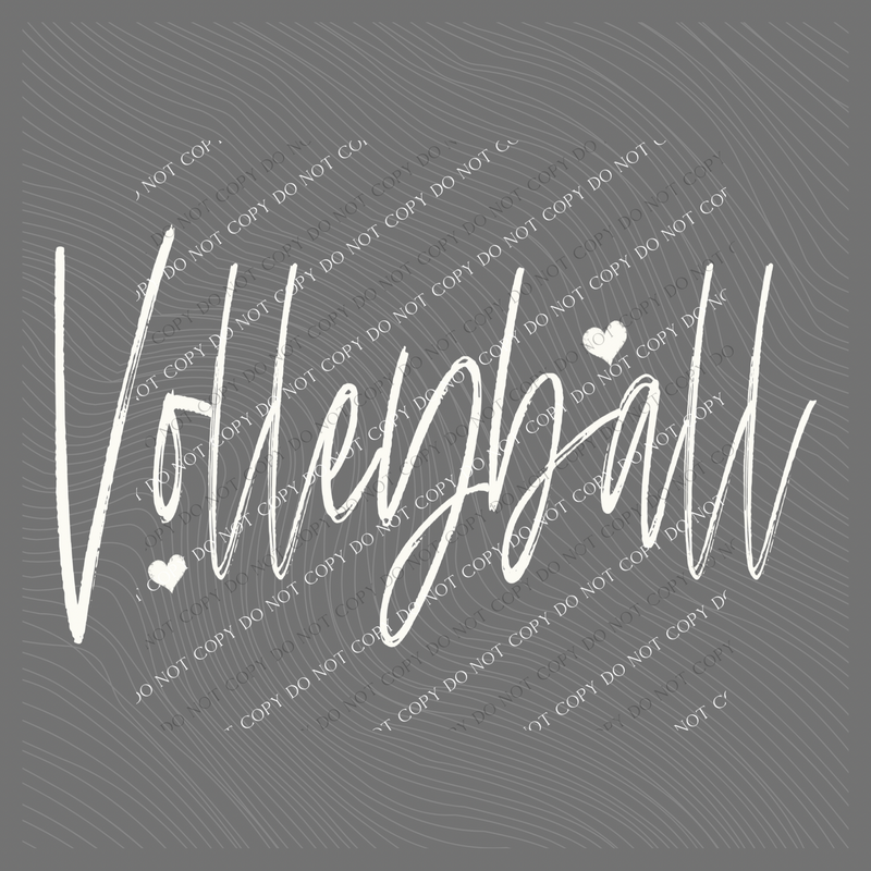 Volleyball Sketched Script Hearts in Off-white Digital Design, PNG