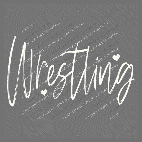 Wrestling Sketched Script Hearts in Off-white Digital Design, PNG