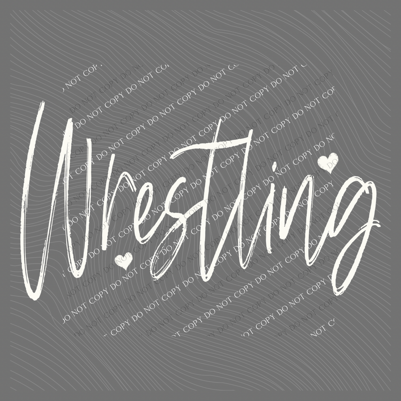 Wrestling Sketched Script Hearts in Off-white Digital Design, PNG