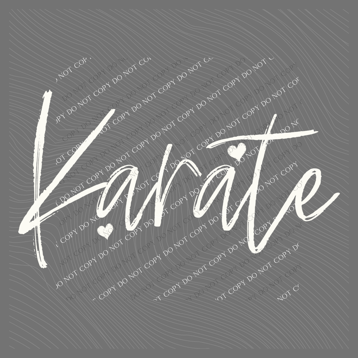 Karate Sketched Script Hearts in Off-white Digital Design, PNG