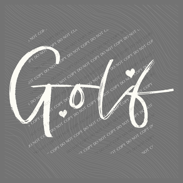 Golf Sketched Script Hearts in Off-white Digital Design, PNG