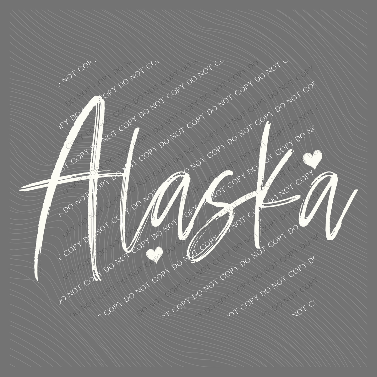 Alaska Sketched Script Hearts in Off-white Digital Design, PNG