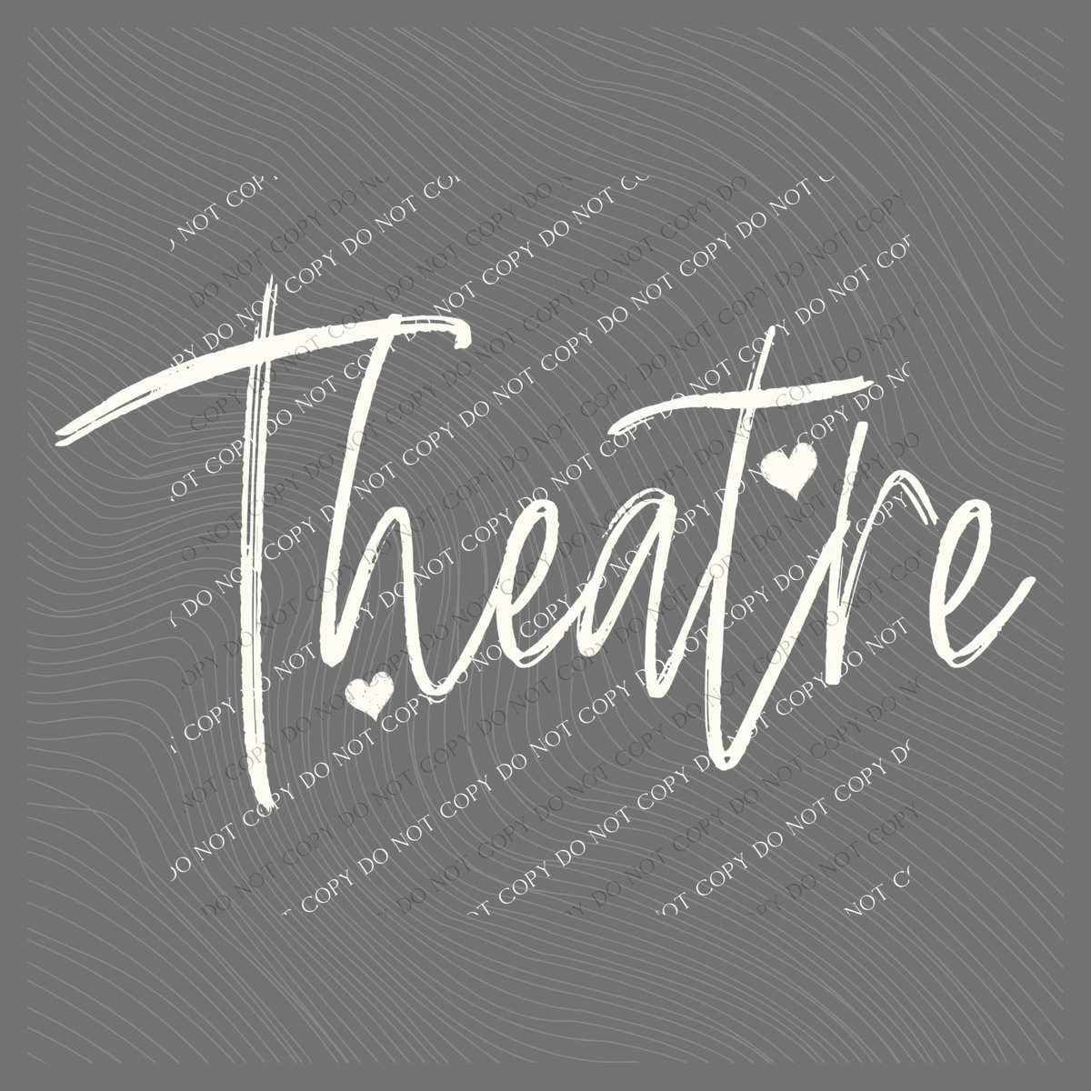 Theatre Sketched Script Hearts in Off-white Digital Design, PNG
