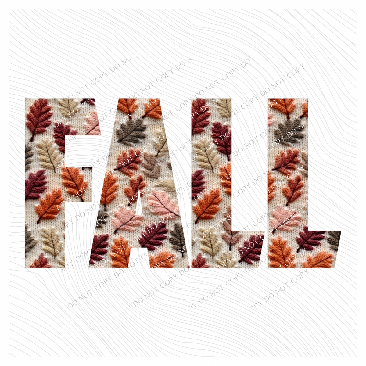 Fall Knit Leaves Digital Design, PNG