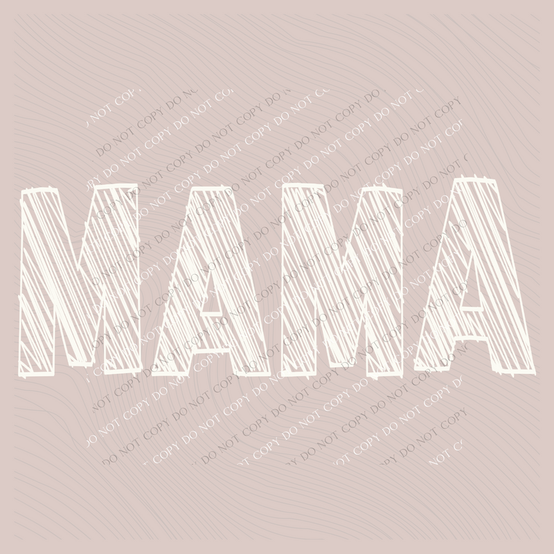 Mama Scribble in Cream White Digital Design, PNG