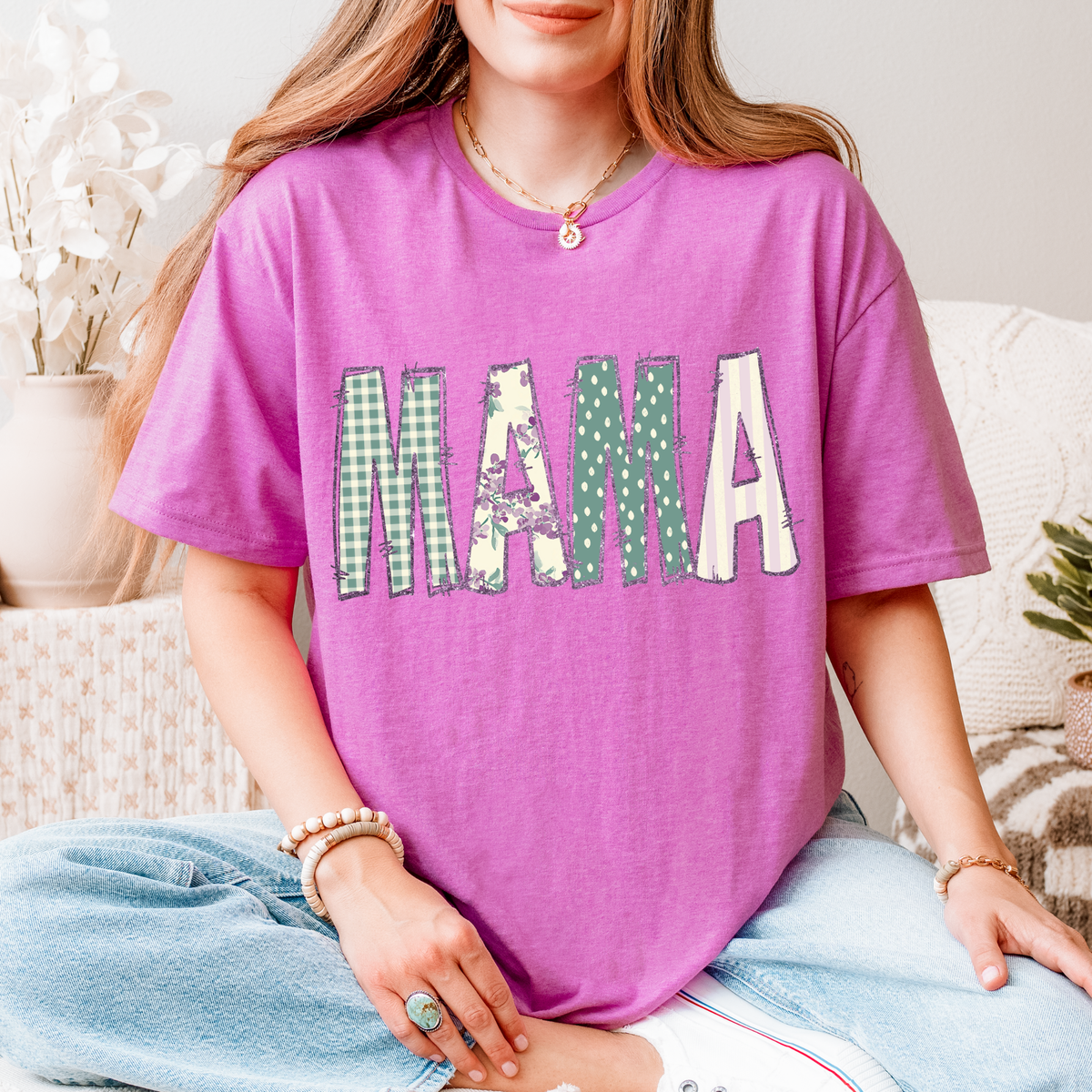 Mama Floral & Glitter Doodle Digital Design, PNG