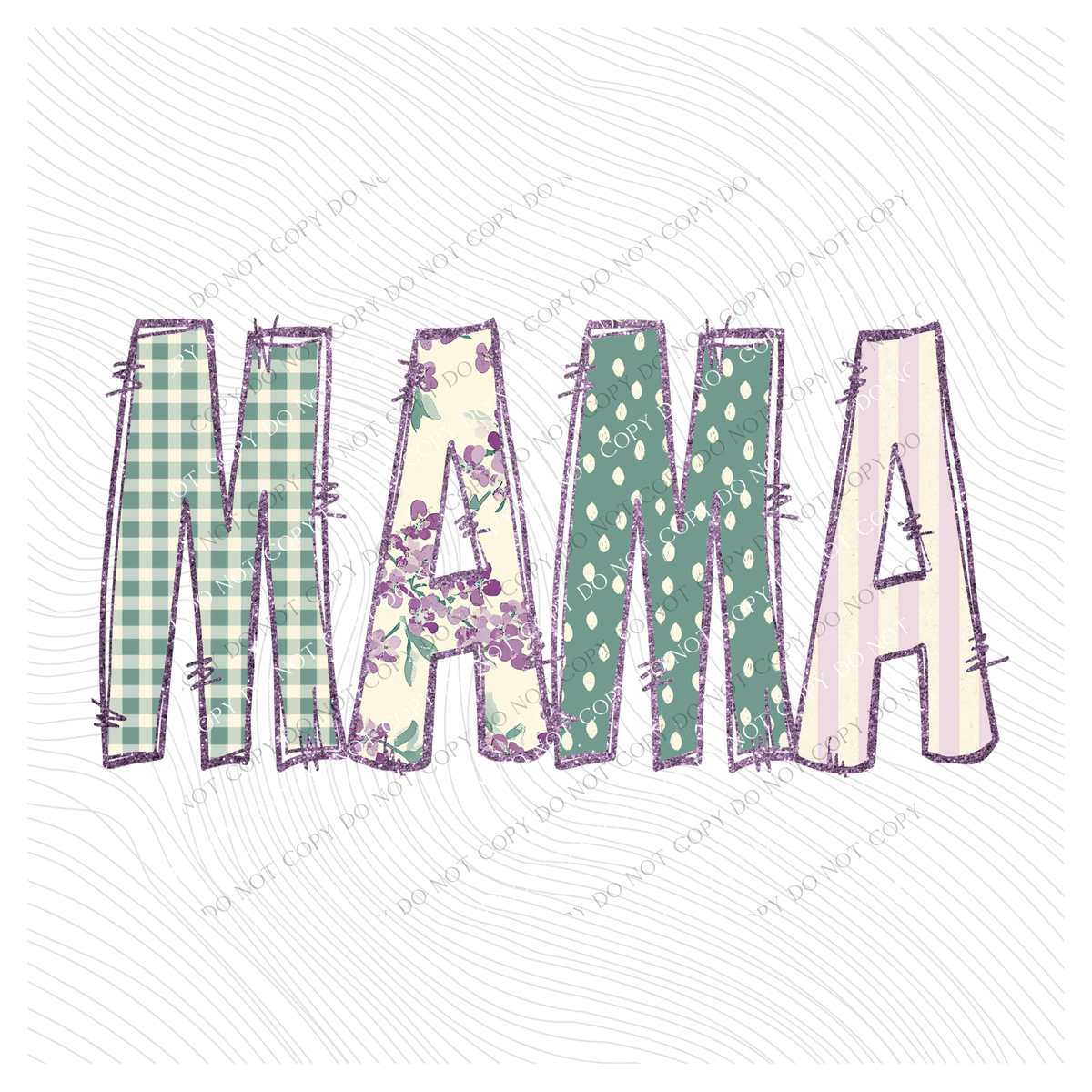 Mama Floral & Glitter Doodle Digital Design, PNG