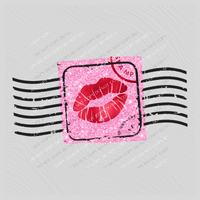 Valentine’s Stamp Glitter with Foil Kiss Digital Design, PNG