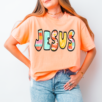 Jesus Retro Distressed Patchwork Digital Design, PNG