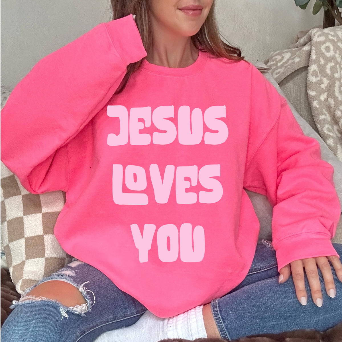 Jesus Loves You Groovy Digital Design, PNG