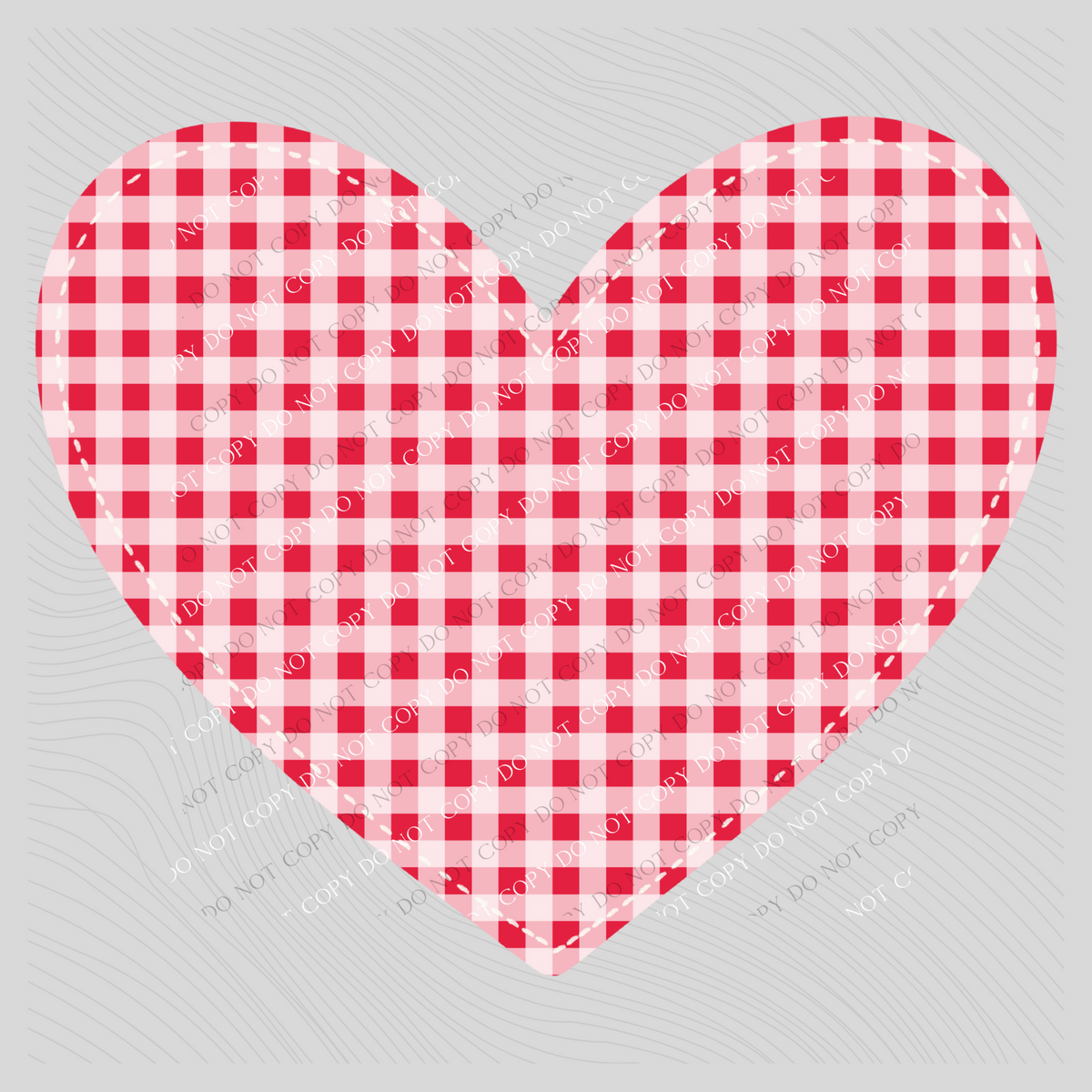 Gingham Stitch Heart in Red & White Valentine’s Digital Design, PNG