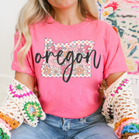 Oregon Checkered Floral in Summery Colors Digital Design, PNG