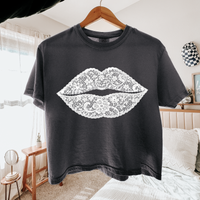 Lace Lips in White Digital Design, PNG