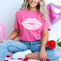 Lace Lips in White Digital Design, PNG