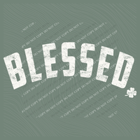 Blessed Curved 4 Leaf Clover Distressed in White Digital Design, PNG