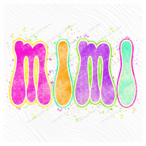 Mimi Neon Chalky Splatter Digital Design, PNG