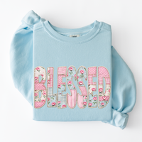 Blessed Quilted Dainty Floral Digital Design, PNG