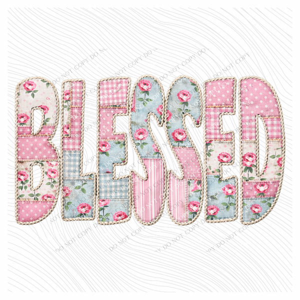 Blessed Quilted Dainty Floral Digital Design, PNG