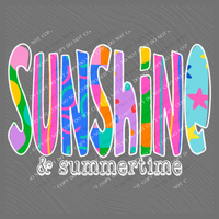 Sunshine & Summertime Color Pop Doodle Digital Design, PNG