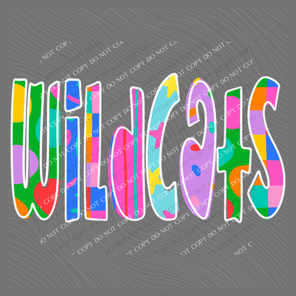 Wildcats Color Pop Doodle Digital Design, PNG