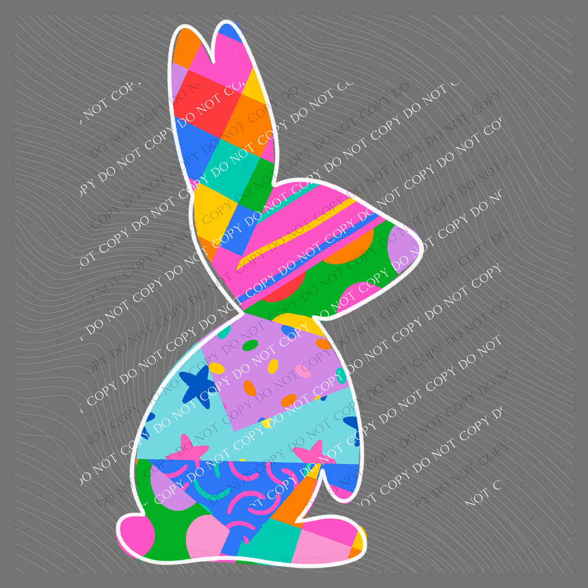 Easter Bunny Color Pop Doodle Digital Design, PNG