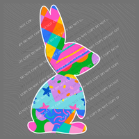 Easter Bunny Color Pop Doodle Digital Design, PNG