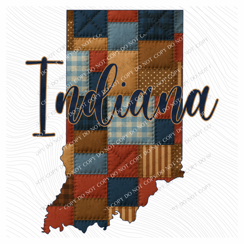 Indiana Quilted Script State Digital Design, PNG (Copy)