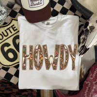 Howdy Rope Outline Floral and Skull Western Shadow Digital Design, PNG