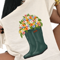 Floral and Rain Boots Digital Design, PNG