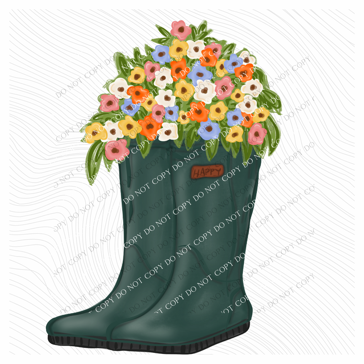 Floral and Rain Boots Digital Design, PNG