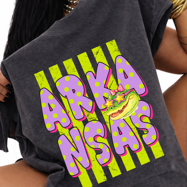 Arkansas Alligator Polka Dots and Stripes Digital Design, PNG