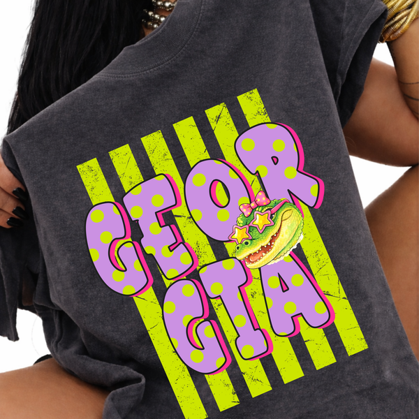 Georgia Alligator Polka Dots and Stripes Digital Design, PNG