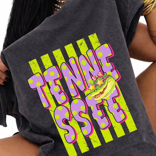 Tennessee Alligator Polka Dots and Stripes Digital Design, PNG