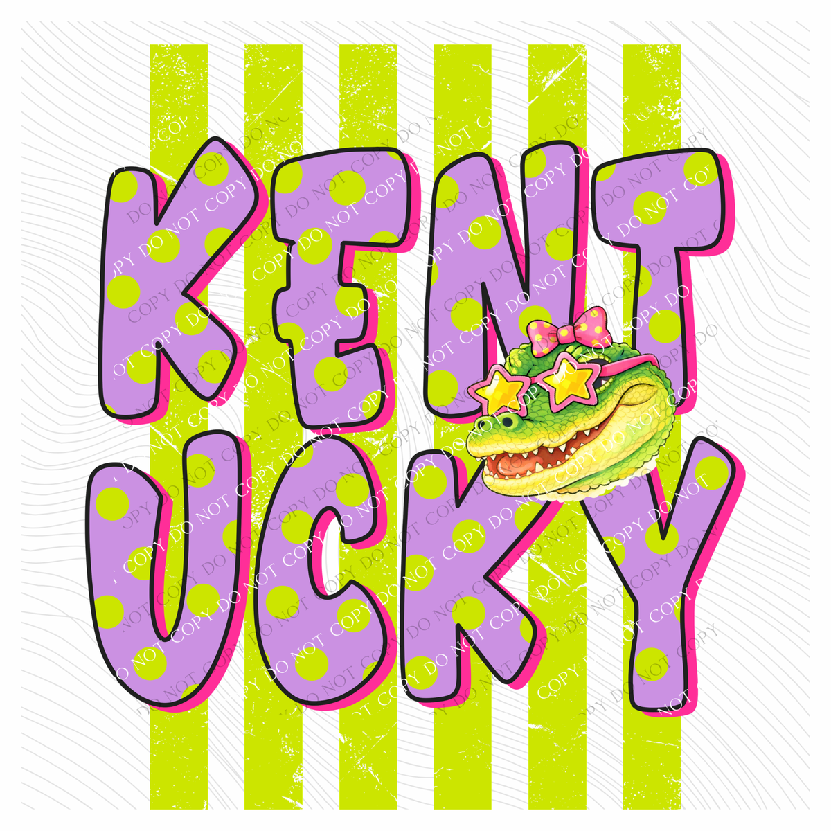 Kentucky Alligator Polka Dots and Stripes Digital Design, PNG