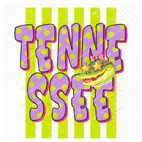Tennessee Alligator Polka Dots and Stripes Digital Design, PNG
