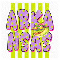 Arkansas Alligator Polka Dots and Stripes Digital Design, PNG
