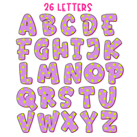 Neon Polka Dot Outline & Shadow Alphabet Set | PNG Alphabet Letters Only
