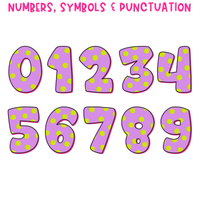 Neon Polka Dot Outline & Shadow Alphabet Set | PNG Alphabet Letters Only