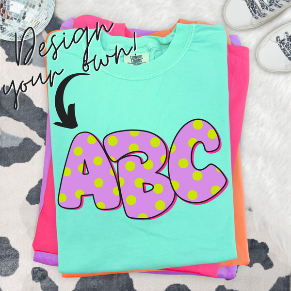 Neon Polka Dot Outline & Shadow Alphabet Set | PNG Alphabet Letters Only